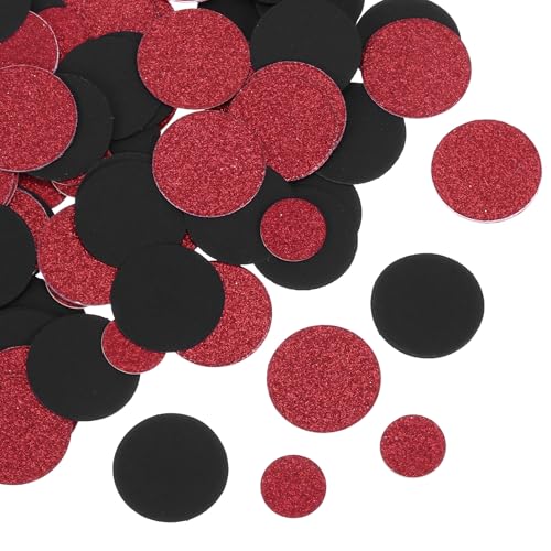 QUARKZMAN 100 Stück Runde Konfetti Glitzer Farbiges Papier Tisch Buntpapier Dekor für Party Hochzeit Festival Dekorationen, 2,5x2,5cm, Rot, Schwarz von QUARKZMAN