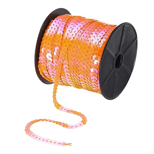 QUARKZMAN 100 Yards Flach Pailletten Streifen 6mm Laser Pailletten Stoff Paillette Dreieck Pailletten Trimmen für Handwerk Basteln Pailletten Fransen Nähen Orange Gelb von QUARKZMAN