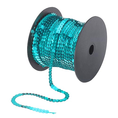 QUARKZMAN 100 Yards Flach Pailletten Streifen 6mm Laser Pailletten Stoff Paillette Dreieck Pailletten Trimmen für Handwerk Basteln Pailletten Fransen Nähen See Blau von QUARKZMAN