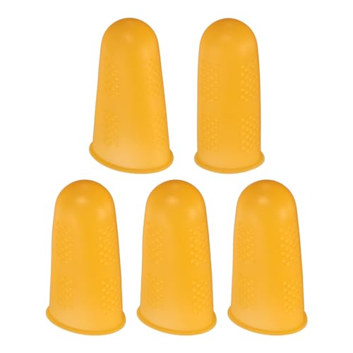 QUARKZMAN 10Stk Gummi Finger Spitzen Finger Schützer Silikon Finger Kinderbetten Fingerhut Finger Hüllen Handschuhe Hüllen für Zuhause Büro Desktop Zubehör Gitarre 3 Größen Orange von QUARKZMAN