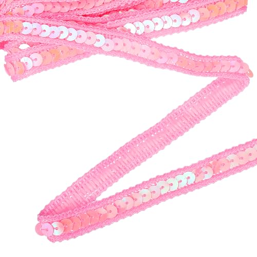 QUARKZMAN 11 Yard Sequins Trim Ribbon 0.5 Inch Sequin Gimp Braid Trim Spangle Flat Sequins Paillette Fabric Flat Trims Strips for Crafts Sewing Clothes Home Party Decoration, Light Pink von QUARKZMAN