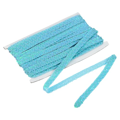 QUARKZMAN 11 Yard Sequins Trim Ribbon 0.6 Inch Sequin Gimp Braid Trim Beaded Lace Ribbon Paillette Fabric Flat Trims Strips for Crafts Sewing Clothes Home Party Decoration, Light Blue von QUARKZMAN