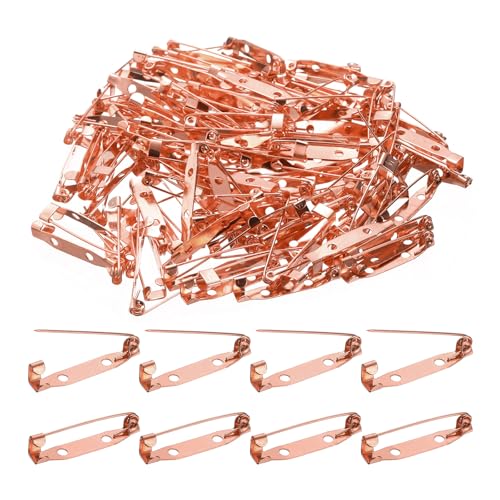 QUARKZMAN 120 STK. Sicherheitsnadel 30mm Roségold Broschenverschluss Pins Rückenverschluss Verriegelungsstift Abzeichen Rücken mit Loch für DIY Basteln Namensschilder Abzeichen Corsage von QUARKZMAN