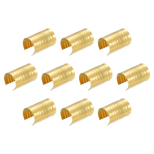 QUARKZMAN 120 Stück Lederseil Clips, 14 x 9mm Faltbare Zylindrische Kordelenden Klemme Einstellbare Faltbare Klemmen Kordel Schnur Leder Befestigung für DIY Handwerk, Gold von QUARKZMAN