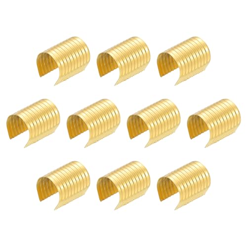 QUARKZMAN 120 Stück Lederseil Clips, 15 x 12mm Faltbare Zylindrische Kordelenden Klemme Einstellbare Faltbare Klemmen Kordel Schnur Leder Befestigung für DIY Handwerk, Gold von QUARKZMAN