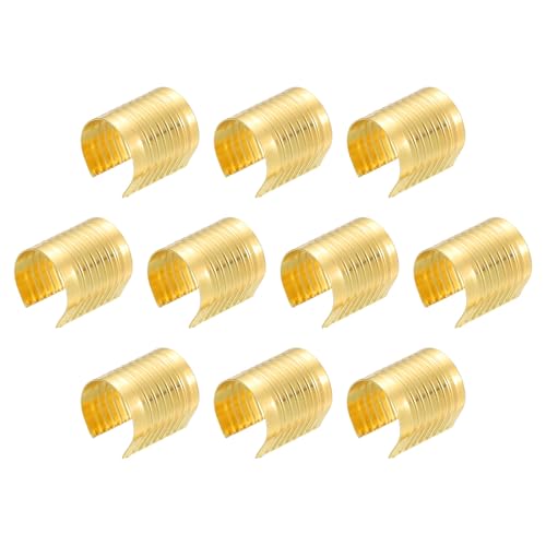 QUARKZMAN 120 Stück Lederseil Clips, 17 x 15mm Faltbare Zylindrische Kordelenden Klemme Einstellbare Faltbare Klemmen Kordel Schnur Leder Befestigung für DIY Handwerk, Gold von QUARKZMAN