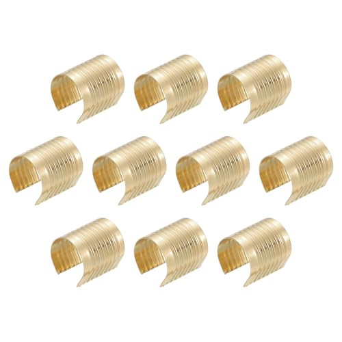 QUARKZMAN 120 Stück Lederseil Clips, 17 x 15mm Faltbare Zylindrische Kordelenden Klemme Einstellbare Faltbare Überzüge Kordel Schnur Leder Befestigung für DIY Handwerk, Hellgold von QUARKZMAN