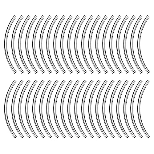 QUARKZMAN 120Stk 3x50mm Messing Gebogen Rohr Perlen 1.5mm ID Glatte Nudeln Abstandshalter Perle für Schmuck Handwerk Herstellung Silber Ton von QUARKZMAN