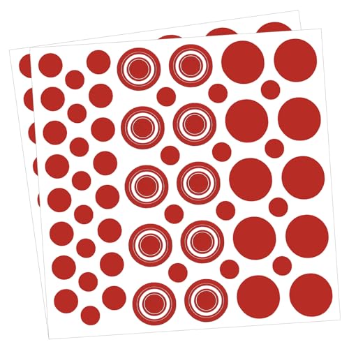 QUARKZMAN 132Stk (2 Blatt) Rund Polka Punkte Wand Aufkleber PVC Abziehen und Aufkleben Kreis Wand Aufkleber für Schlafzimmer Klassenzimmer Rot von QUARKZMAN