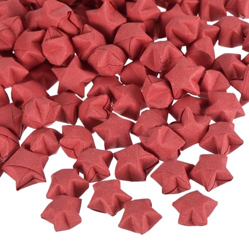 QUARKZMAN 136 Stück vorgefertigte Origami Glückssterne Papier Wunschstern Rot für Beste Wünsche Weihnachtsfeier Hochzeit Valentinstag Mädchen Freunde Geschenk von QUARKZMAN