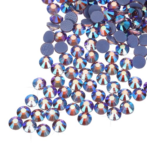 QUARKZMAN 1440 Stk Hotfix Strasssteine Flachrücken Kristallglassteine für Basteln Kleidung DIY Dekoration (SS16 4mm, Hell-Lila) von QUARKZMAN