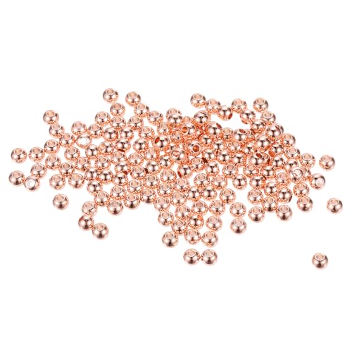 QUARKZMAN 14K Rondelle Perlen OD 4 mm ID 1,2 mm Roségold plattiert Gold Messing Runde Metallperlen Glattperlen für DIY Schmuckherstellung 200 Stück von QUARKZMAN