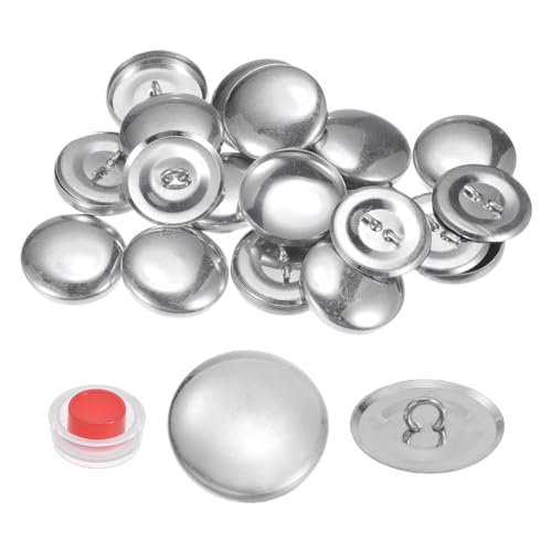 QUARKZMAN 15 Sets Selbstbezug-Knopf-Set 34L 0,9" 23mm mit Draht-Rückseite Aluminium-Knöpfe zum Beziehen von Stoffknöpfen Button-Maker-Set mit Werkzeugen für DIY-Stoff-Heimdekoration Nähen von QUARKZMAN