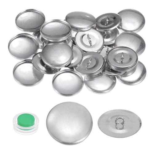 QUARKZMAN 15 Sets Selbstbezug-Knopf-Set 44L 1,1" 27mm mit Draht-Rückseite Aluminium-Knöpfe zum Beziehen von Stoffknöpfen Button Maker Bezugsknopf-Set mit Werkzeugen von QUARKZMAN