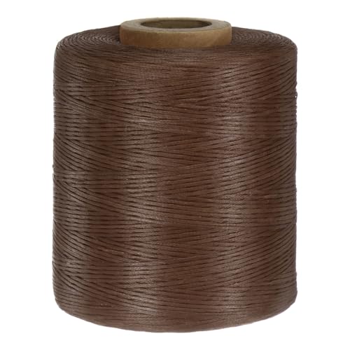 QUARKZMAN 150D 0,8 mm Flaches Gewachstes Faden 1061 Yards Polyester Leder Nähen Gewachstes Schnur Hand Nähen Gewachstes Kordel für Leder Nähen Buchbinden DIY Handwerk Braun von QUARKZMAN