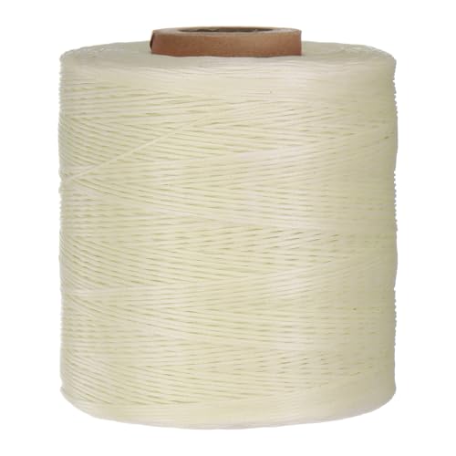 QUARKZMAN 150D 0,8 mm Flaches Gewachstes Faden 1061 Yards Polyester Leder Nähen Gewachstes Schnur Hand Nähen Gewachstes Kordel für Leder Nähen Buchbinden DIY Handwerk Cremeweiß von QUARKZMAN