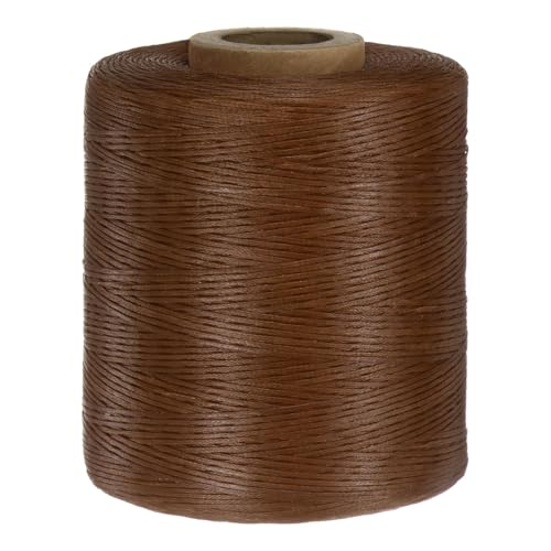 QUARKZMAN 150D 0,8 mm Flaches Gewachstes Faden 1061 Yards Polyester Leder Nähen Gewachstes Schnur Hand Nähen Gewachstes Kordel für Leder Nähen Buchbinden DIY Handwerk Karamell von QUARKZMAN