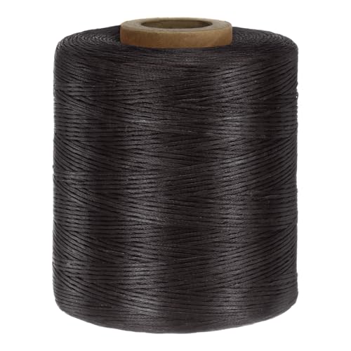 QUARKZMAN 150D 0,8 mm Flaches Gewachstes Garn 1061 Yards Polyester Leder Nähen Gewachstes Faden Hand Nähen Gewachstes Seil für Leder Nähen Buchbinden DIY Handwerk Dunkelbraun von QUARKZMAN