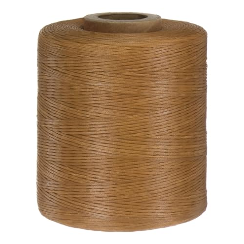 QUARKZMAN 150D 0,8 mm Flaches Gewachstes Garn 1061 Yards Polyester Leder Nähen Gewachstes Faden Hand Nähen Gewachstes Seil für Leder Nähen Buchbinden DIY Handwerk Khaki Braun von QUARKZMAN