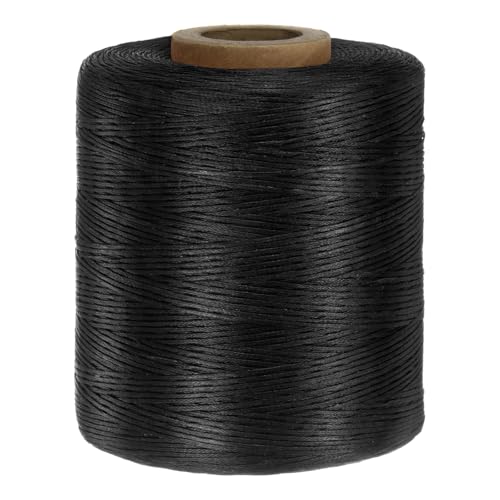 QUARKZMAN 150D 0,8 mm Flaches Gewachstes Garn 1061 Yards Polyester Leder Nähen Gewachstes Faden Hand Nähen Gewachstes Seil für Leder Nähen Buchbinden DIY Handwerk Schwarz von QUARKZMAN