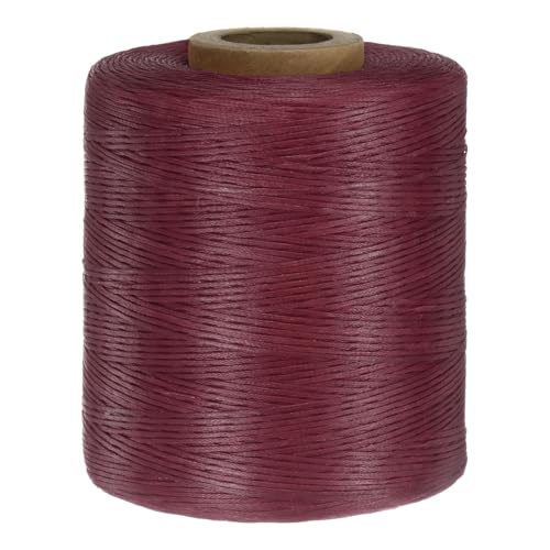 QUARKZMAN 150D 0,8 mm Flaches Gewachstes Garn 1061 Yards Polyester Leder Nähen Gewachstes Faden Hand Nähen Gewachstes Seil für Leder Nähen Buchbinden DIY Handwerk Weinrot von QUARKZMAN