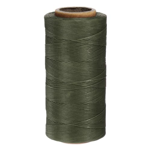 QUARKZMAN 150D 0,8 mm Flaches Gewachstes Garn 284 Yards Polyester Leder Nähen Gewachstes Faden Hand Nähen Gewachstes Seil für Leder Nähen Buchbinden DIY Handwerk Dunkelgrün von QUARKZMAN