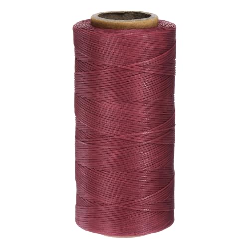 QUARKZMAN 150D 0,8 mm Flaches Gewachstes Garn 284 Yards Polyester Leder Nähen Gewachstes Faden Hand Nähen Gewachstes Seil für Leder Nähen Buchbinden DIY Handwerk Dunkelrot von QUARKZMAN