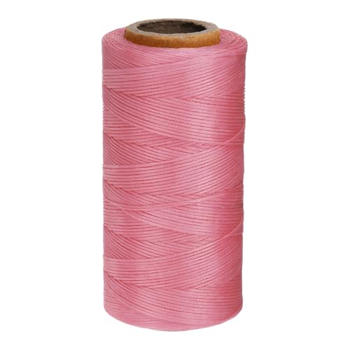 QUARKZMAN 150D 0,8 mm Flaches Gewachstes Garn 284 Yards Polyester Leder Nähen Gewachstes Faden Hand Nähen Gewachstes Seil für Leder Nähen Buchbinden DIY Handwerk Rouge Pink von QUARKZMAN