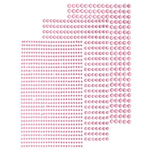 QUARKZMAN 1532 Stück 3 Blätter Strasssteine 3/4/5 mm Selbstklebende Strasssteine Glitzersticker für DIY-Dekoration Basteln, Hellrosa von QUARKZMAN