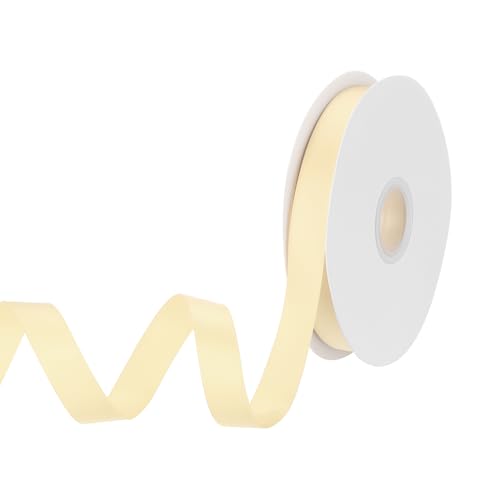 QUARKZMAN 15mm 33 Yard(30m)/99ft Satinband Grosgrain Dünn Fest Seide Hochzeitsstraußband für Valentinstag Geschenkverpackung Kuchenbox Schleifen Beige von QUARKZMAN