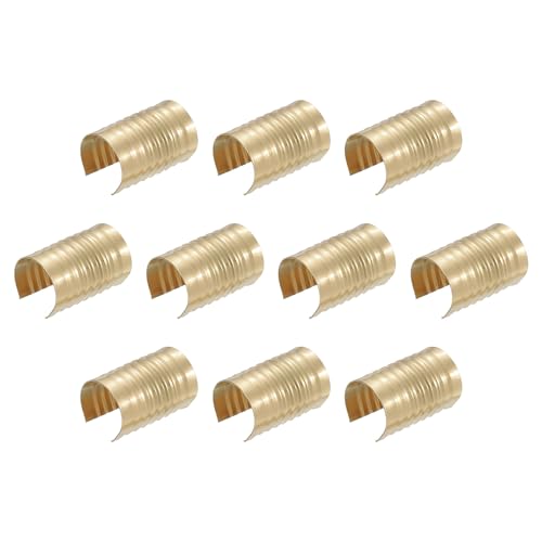 QUARKZMAN 160 Stück Lederseil Clips, 14 x 9mm Faltbare Zylindrische Kordelenden Klemme Einstellbare Faltbare Überzüge Kordel Schnur Leder Befestigung für DIY Handwerk, Hellgold von QUARKZMAN