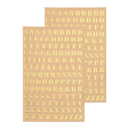 QUARKZMAN 2 Blätter Buchstabenharz-Aufkleber 3D Klein A bis Z Gold Mini Alphabet Aufkleber Metallischer Glanzlegierung Großbuchstaben für Harz-Nagel Scrapbooking 4,5 mm von QUARKZMAN