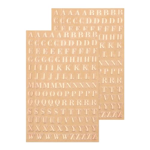 QUARKZMAN 2 Blätter Buchstabenharz-Aufkleber 3D Klein A bis Z Roségold Mini-Alphabet-Aufkleber Metallischer Glanzlegierung Großbuchstaben für Harz-Nagel-Scrapbooking 4,5 mm von QUARKZMAN