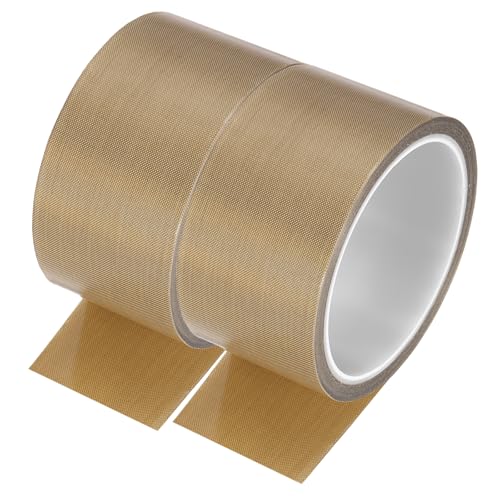 QUARKZMAN 2 Stück Hochtemperaturband 50mm PTFE-beschichtetes Gewebeklebeband Hitzebeständiges Band für Vakuumversiegler Klebeband 10m/33ft Braun 0,18mm Dicke von QUARKZMAN