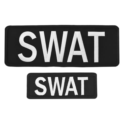 QUARKZMAN 2 Stück SWAT-Patch mit Klettverschluss SWAT-Stickerei-Patches Stoff SWAT-Patch für Weste Jacke Kleidung Rucksäcke Hüte Schwarz (1 Stück klein und 1 Stück groß) von QUARKZMAN