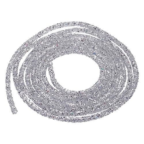 QUARKZMAN 2.5 Yard 6mm Glitzer Pailletten Seil Pailletten Strass Rohr Kordel für Basteln Hochzeit Kleider Kostüm Kleidung Schuhe Schmuck Zubehör Grau Silber von QUARKZMAN