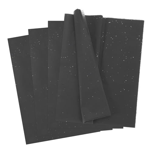 QUARKZMAN 20 Blätter Geschenkpapier, Glitzer Geschenkpapier für Geschenktüten 35x50cm Funkelndes Geschenkpapier für Geschenkverpackung, Basteln, Verpacken, Schwarz von QUARKZMAN