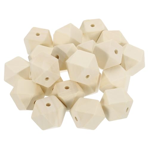 QUARKZMAN 20 Stück geometrische Holzperlen, 25mm/0,98 Zoll Unvollendete geometrische Sechseckperle, Naturfarbene lose Abstandshalterperlen für die Schmuckherstellung und Heimdekoration von QUARKZMAN