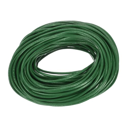 QUARKZMAN 20 Yards 2mm Rundes Lederband Schnürsenkel für DIY-Bastelarbeiten Dunkelgrün von QUARKZMAN