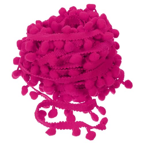 QUARKZMAN 20 Yards Pom Pom Ball Fringe Trim, Ribbon Sewing Accessory DIY Crafts for Home Curtain Clothes Pillow Decoration (8mm, Fuchsia) von QUARKZMAN