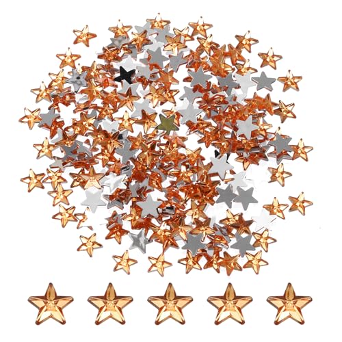 QUARKZMAN 200 Stück Acryl Stern Strass 6x6mm Flache Rückseite Kunststoff Edelsteine Schmuck Aufkleber für Bastelarbeiten Perlen Gesichtsbemalung Kostümschmuckherstellung, Orange von QUARKZMAN