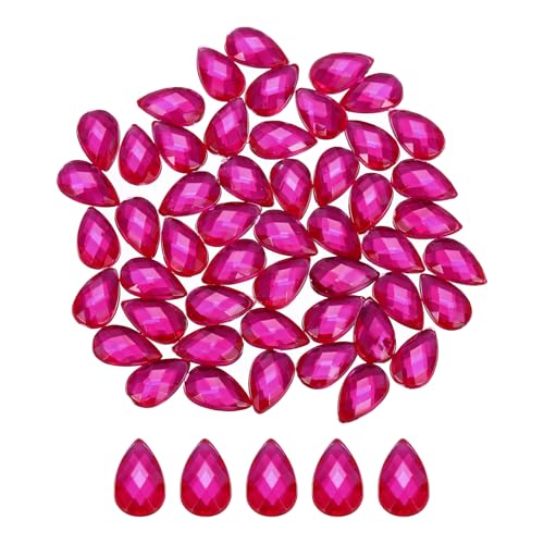 QUARKZMAN 200 Stück Flache Rückseite Acryl Tränensteine 6x10mm Künstliche Strasssteine für DIY Basteln Perlen Hochzeit Party Gesichtsbemalung Schmuckherstellung Pink von QUARKZMAN