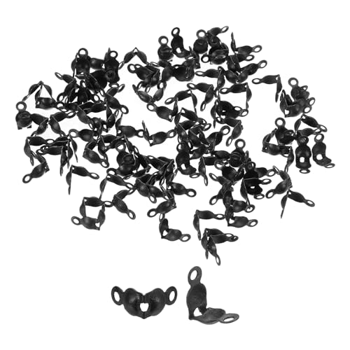 QUARKZMAN 200 Stück Offene Perlenkappen, 1mm Metall Muschel Crimp Falt-Über Kalotte Endkappen für DIY Armbänder Halsketten Handwerk Schmuckherstellung, Schwarz QUARKZMAN 200 Stück Offene Perlenkappen, 1mm Metall Muschel Crimp Falt-Über Kalotte Endkappen für DIY Armbänder Halsketten Handwerk Schmuckherstellung, Schwarz von QUARKZMAN