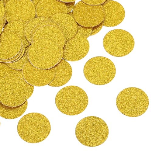 QUARKZMAN 200 Stück Runde Konfetti Glitzer Farbiges Papier Tisch Buntpapier Dekor für Party Hochzeit Festival Dekorationen, 3x3cm, Gold von QUARKZMAN