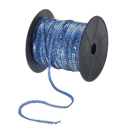 QUARKZMAN 200 Yards Flach Pailletten Streifen 4mm Laser Pailletten Stoff Paillette Dreieck Pailletten Trimmen für Handwerk Basteln Pailletten Fransen Nähen Klingeln Hell Blau von QUARKZMAN