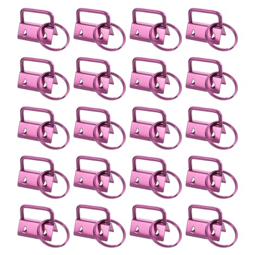 QUARKZMAN 20Stk 25mm/ 1" Schlüsselanhänger Hardware mit Schlüsselring für Tasche Gurtband Armbänder Tragebänder Rosa von QUARKZMAN