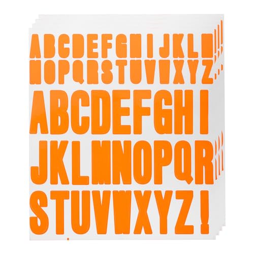 QUARKZMAN 220Stk 4 Blätter Buchstaben Aufkleber Vinyl Wasserfest Alphabet Selbstkleber Aufkleber Buchstaben für Innen/Außen Aufkleber Briefkasten Handwerkration Orange von QUARKZMAN