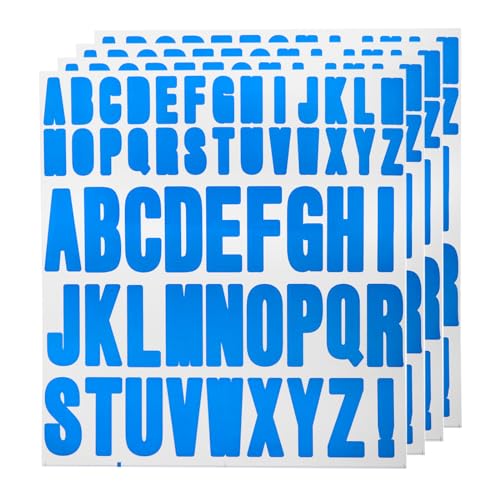 QUARKZMAN 220Stk 4 Blätter Buchstaben Aufkleber Vinyl Wasserfest Alphabet Selbstkleber Aufkleber Buchstaben für Innen/Außen Aufkleber Briefkasten Handwerkration Puder Blau von QUARKZMAN