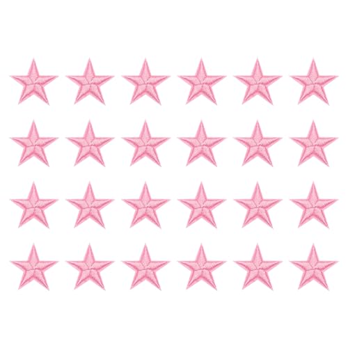 QUARKZMAN 24 Stück 5Star Patches Aufbügelflicken, Pink Nähen Bestickte Patches Applikationen Verzierungen 1.1IN Reparaturflicken für DIY Kleidung Handwerk Rucksack Kleidung Geschenk von QUARKZMAN