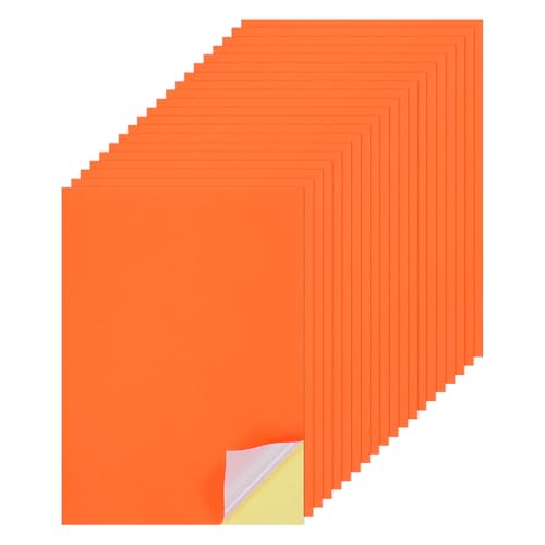 QUARKZMAN 25 Blatt bedruckbares Aufkleber Kartonpapier, 8"x12" A4 Selbstklebendes Aufkleber Rückkartonpapier 250gsm für Basteln Scrapbooking Tintenstrahldrucker, Orange von QUARKZMAN